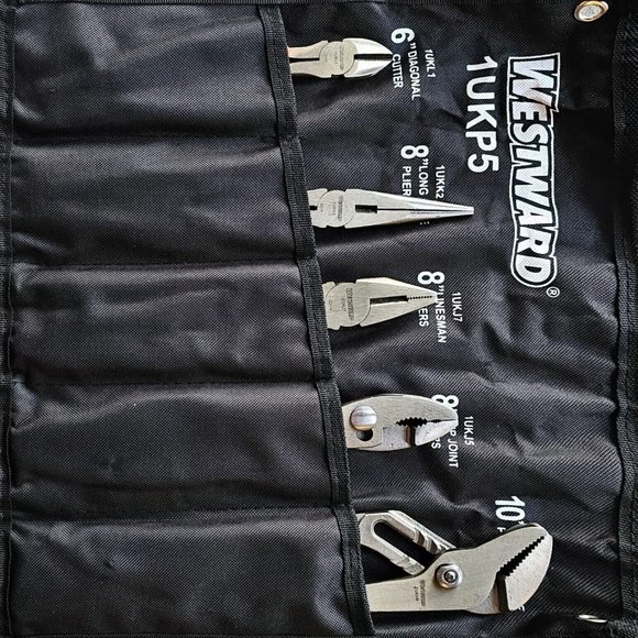 WESTWARD Plier Set: 5 Pliers, Std Cushion Grip, Manual, Pouch, 2 -5 Pliers Range - Picture 3 of 5
